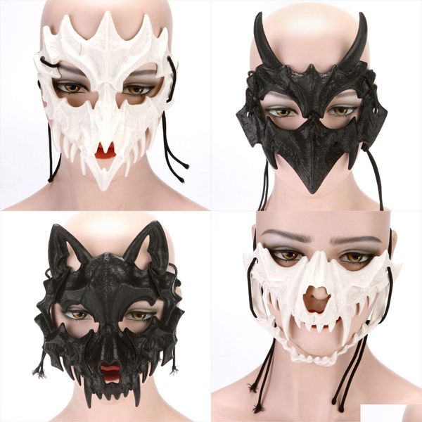 Party Masks Halloween écrivain japonais Cos Animal Horror accessoires Masque Tiger Dragon God Yasha Tiangou Costume Wholesale Drop Livrot Ho Dhqmd