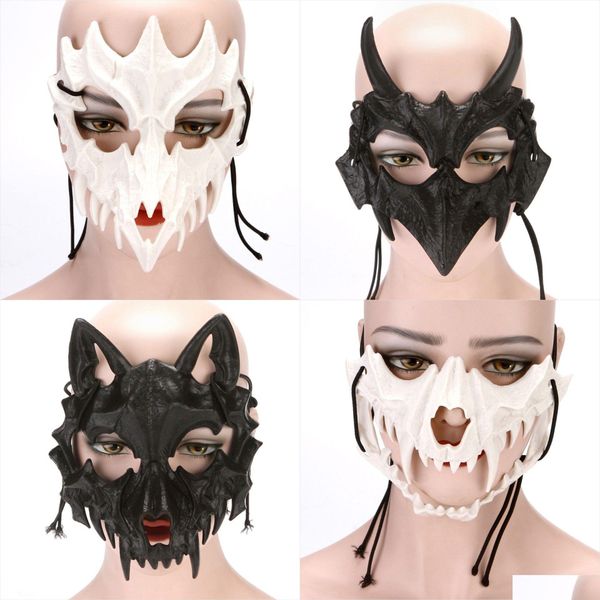 Máscaras de fiesta Halloween Escritor japonés Cos Animal Horror Props Máscara Tigre Dragón Dios Yasha Tiangou Disfraz Venta al por mayor Entrega de gotas Ho Dhnih