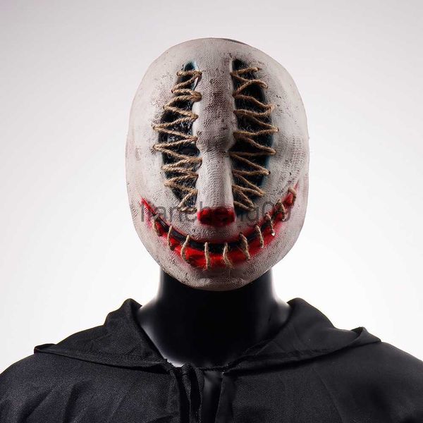 Masques de fête Halloween Joker Masque Cosplay Effrayant Tueur Clown Demi-visage Latex Casque Party Costume Props x0907