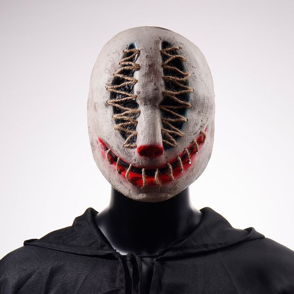 Masques de fête Halloween Joker Masque Cosplay Effrayant Tueur De Clown Demi Visage Latex Casque Costume De Fête Accessoires 230626