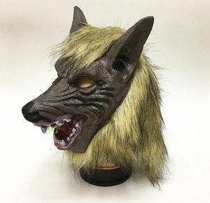 Máscaras de fiesta Máscara de cabeza de lobo de látex de Halloween Sombrero de hombre lobo Máscaras de simulación de miedo Disfraz para fiesta de Halloween Carnaval Prop