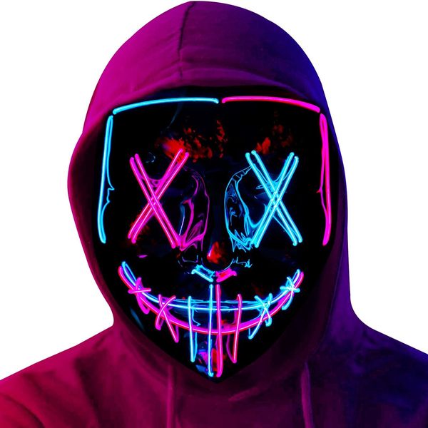 Máscaras de fiesta Halloween LED Light Up Scary Mask para Festival Cosplay Disfraz Fiestas de disfraces Carnaval Regalo 230321