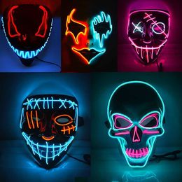 Party Maskers Halloween LED Eng Masker Party Horror Cosplay Kostuum Maskerade Licht Glow In The Dark T230927