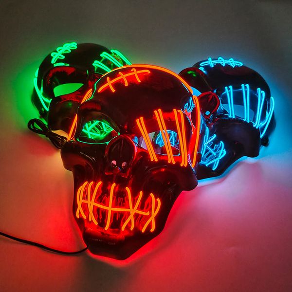 Masques de fête Halloween LED Skull Light Up Festival Costume Cosplay DJ Horror Props 220920