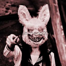 Feestmaskers Halloween Lumionus LED Scary Bloody Rabbit Masker Party Bunny Killer Masker Met Lichtbruine Beer Masker Horror Feestkostuumbenodigdheden x0907