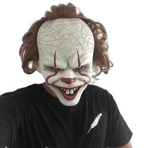 Masques de fête Masque d'Halloween Creepy Scary Clown Full Face Film d'horreur Pennywise Joker Costume Festival Cosplay Prop Décoration 230822