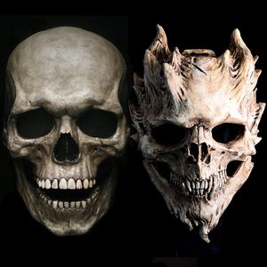 Masques de fête Masque d'Halloween Masques de crâne complets Latex Head Cover Horror Skeleton Casque Halloween Carnaval Cosplay Party Decor Props 230617