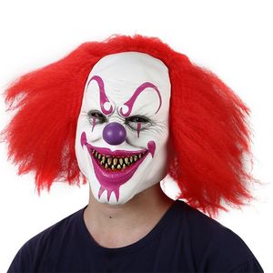 Masques de fête Masque d'Halloween Horrible Réaliste Masque de Clown Effrayant Tête Complète Clown Couverture Couvre-chef Fournitures Accessoires de Fête Costumes de Cosplay 220826