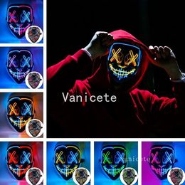 Masques de fête Masque d'Halloween LED masque lumineux bicolore gauche droite haut et bas modélisation plusieurs styles Glowing MaskLT028
