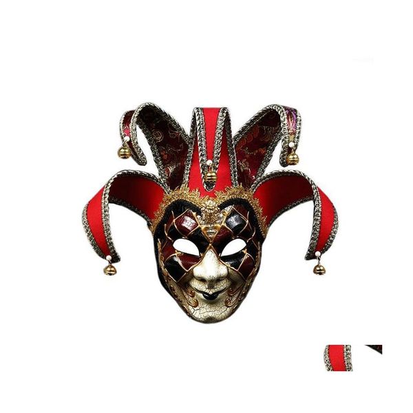 Masques de fête Halloween Masque Mascarade Mystère Festival Adts Plastique Cosplay Er Fl Visage Effrayant Clown Cadeau Props Décoration Party1 Drop Dhawm