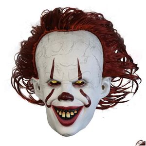 Feestmaskers Halloween -masker Pennywise Stephen King It latex leidde helm horror cosplay enge clown kostuum props 220715 drop levering dhx2j