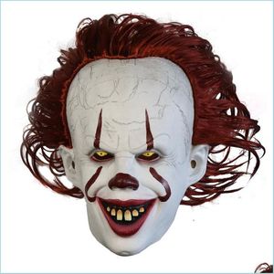 Masques de fête Masque d'Halloween Pennywise Stephen King It Latex Led Casque Horreur Cosplay Effrayant Masques De Clown Costume De Fête Accessoires 220715 Dr Dheum