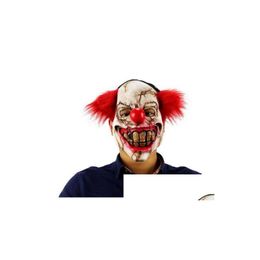 Feestmaskers Halloween -masker enge clown latex fl gezicht grote mond rood haar neus cosplay horror maskerade spook delive dha7g