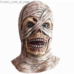 Party Maskers Halloween Mummie Masker Latex Eng Rubber Hoofddeksels Horror Mascara's De Latex Realista Gemummificeerde Pinhead Parasiet Maskers NIEUW Q231009