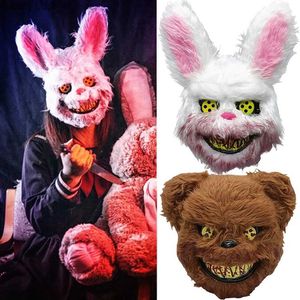 Masques de fête Halloween fête sanglante couvre-chef lapin ours Cosplay masque Halloween carnaval Costume couvre-chef accessoires à la main fête danse horreur Q231009