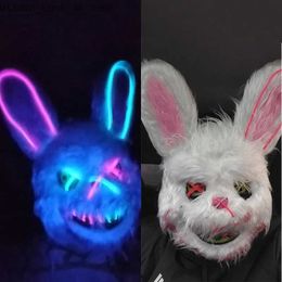 Party Maskers Halloween Party Bloody Rabbit Bear Head Cover Cosplay Masker Halloween Carnaval Kostuum Hoofddeksels Props Party Dance Horror Decor Q231009