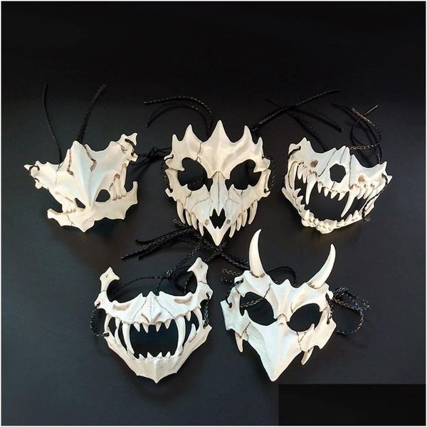 Masques de fête Halloween Performance Accueil Dress Up Masque Style japonais Tiger Dragon Skl Résine Spoof Funny Cosplay Props Cadeau Drop Delive Dhvis