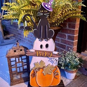 Masques de fête Halloween Porche Décor Plaque de Porte de Bienvenue Signes Extérieur Pelouse Heureux Jardin Scène Yard Décorations Drop 230802