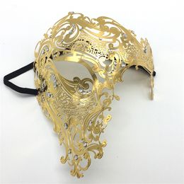 Máscaras de fiesta Accesorios de Halloween Venecia Metal Máscara de hierro Media cara Mascarada Golden Male One-eyed Cos Performance Máscaras de Halloween con los ojos vendados 220915