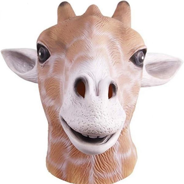 Masques de fête Halloween réaliste écologique latex mignon animal girafe tête costume cosplay drôle 220826