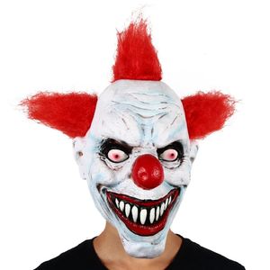 Party Maskers Halloween Rood Haar Neus Clown Masker Latex Helm Hoofddeksels Grappige Maskerade Kostuum Circus Show Props Cosplay 231207