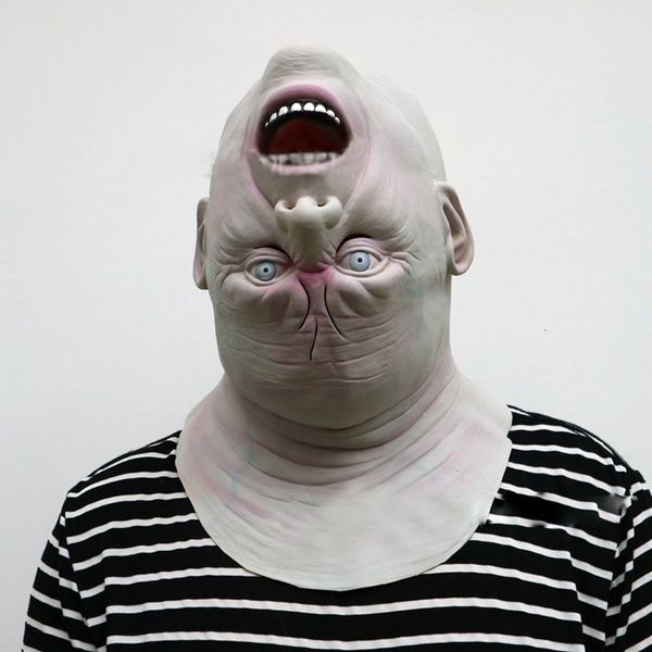 Máscaras de fiesta Máscara de cabeza de anciano invertida de Halloween Horror Zombie Látex Máscara de miedo sangrienta Juego de rol Almizcle Decoración de fiesta Accesorios de juego de rol 230905