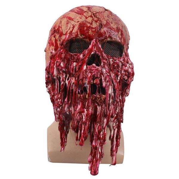 Máscaras de fiesta de Halloween Scary Adts Men Bloody Zombie Skeleton Face Mask Disfraz Horror Latex Cosplay Fancy Masquerade Props T200116 Dr Dhxz7