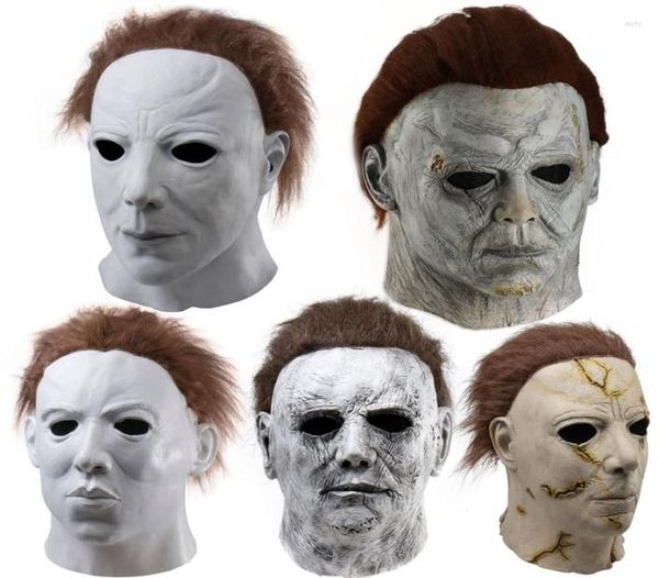 Masques de fête Halloween effrayant masque de visage Michael Myers Cosplate d'horreur Costume Latex accessoires Men Adultes Kids Full5596878