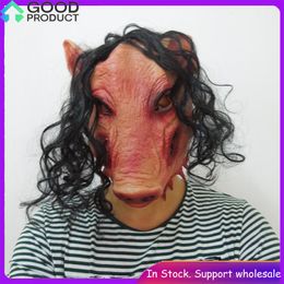 Masques de fête Halloween Masque effrayant Masque Classic Pig Head Masques effrayants Cosplay Party Horrible Animal Masks Realist Latex Festival Pig Mask Supplies 230811