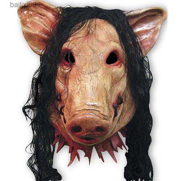 Máscaras de fiesta Máscaras de miedo de Halloween Novedad Cabeza de cerdo Horror con máscaras horribles Traje de cosplay Realista Látex Festival Suministros Máscara T230905