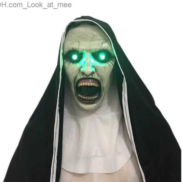 Masques de fête Halloween Masque de nonne effrayant Masque en caoutchouc Bandeau Trick Masques effrayants Accessoires de performance en direct Masques de costume avec casque Q231007