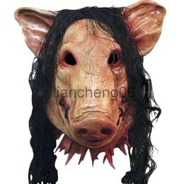 Máscaras de festa Halloween assustador viu porco cabeça máscara cosplay festa horrível animal máscaras horror adulto traje fantasia vestido acessórios x0907