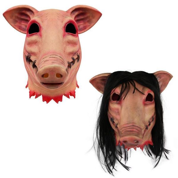 Masques de fête Halloween effrayant scie tête de cochon masque Cosplay fête horrible masques d'animaux horreur adulte Costume déguisement pour carnaval Costume 230901