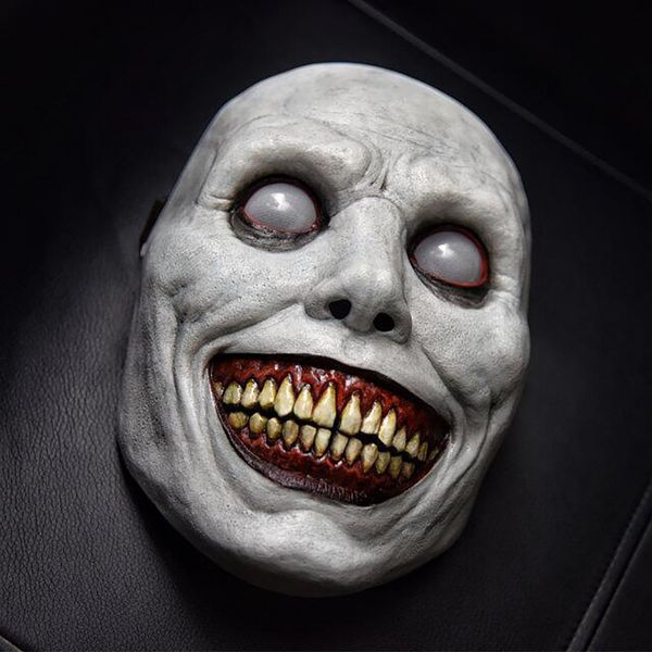 Máscaras de fiesta Sonrisa de Halloween Máscara blanca Ojos blancos Máscara de demonio Máscara de fiesta de miedo Máscara de terror Cosplay de Halloween Accesorios de disfraces PartySupplies 230809