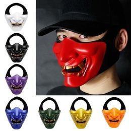 Feestmaskers Halloween Terror Samurai Devil Grimace Half Face Cosplay kostuum Tactical Mask 230113