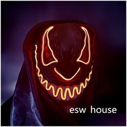 Feestmaskers Halloween met led-licht Enge films 3 verlichtingsmodi El Wire Festival Cosplay-kostuum voor Adt Drop Delivery Home Garden Dhpql