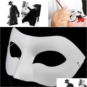 Party Maskers Hand Ding Board Effen Wit Diy Zorro Papieren Masker Blanco Wedstrijd Voor Scholen Afstuderen Viering Cosplay Maskerade Drop Dhhsy
