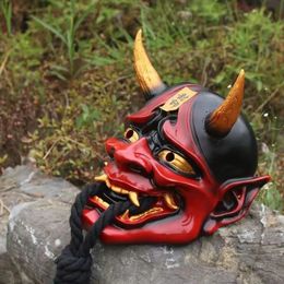 Máscaras de fiesta hechas a mano de Halloween japonés Hannya Devil Ghost Oni Mask Prop Original Blue Paintball Mask 230824