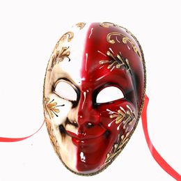 Masques de fête faits à la main vénitien antique masque balle voiture Halloween spectacle de Venise flamme fissure masque mâle décor accessoires cosplay Halloween cosplay 230327