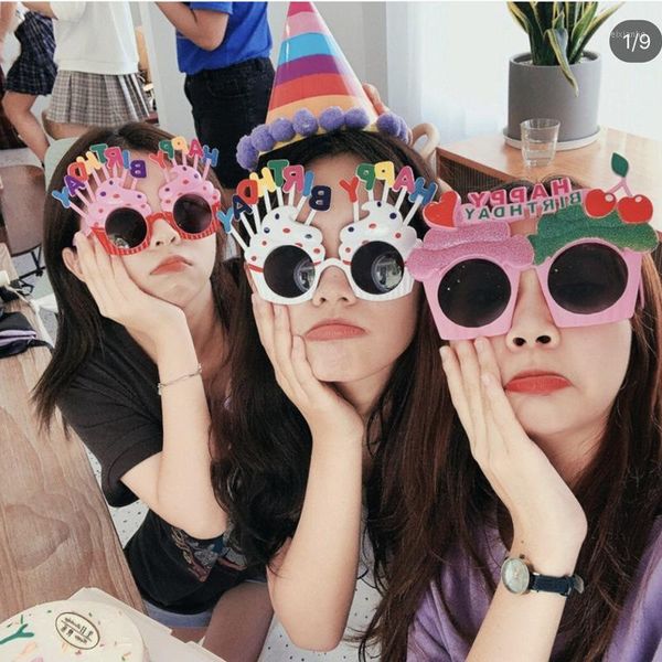 Máscaras de fiesta Feliz cumpleaños Vestir regalos Selfie Prop Herramienta Gafas divertidas Sombreros Suministros Decoraciones Decor1