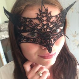 Masques de fête de haute qualité 1pc Sexy Black Cutout Lace Mask Halloween Masquerade Lady