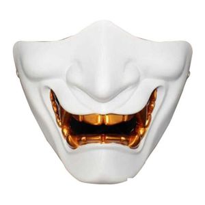 Party Maskers Hoge Kwaliteit Halloween Prajna Masker Half Gezicht Duivel Traditionele Japanse Demon Fancy Rollenspel Cosplay X0803 Drop Deli Dhmcx