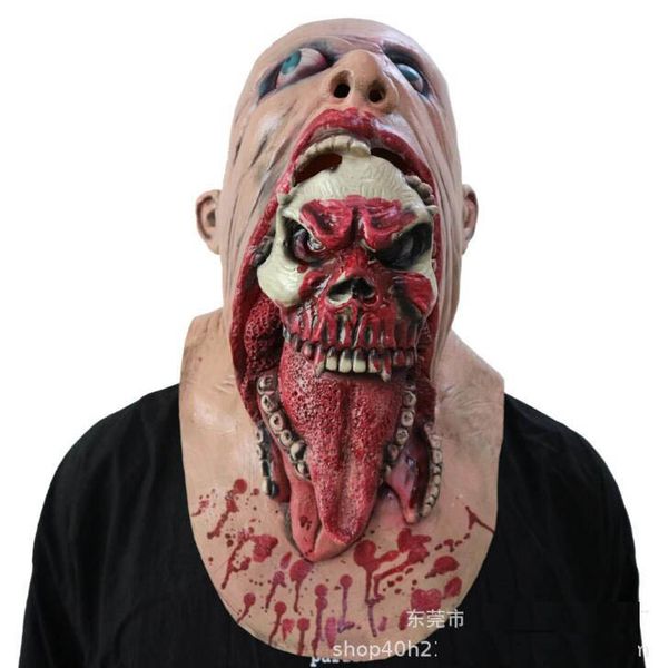 Masques de fête Horrible Fusion Visage Latex Adulte Sanglant Zombie Masque Halloween Effrayant Cosplay Prop Costume 230820