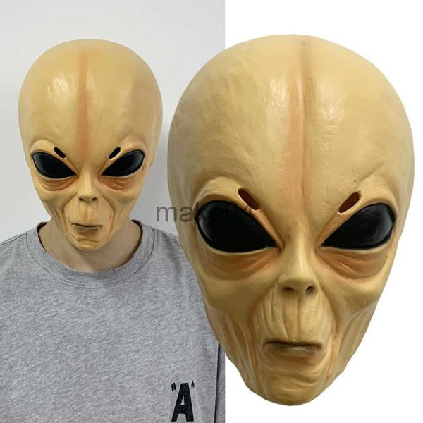 Masques de fête Horreur Alien Masque Cosplay Effrayant Visage Complet UFO Alien Latex Masques Casque Halloween Mascarade Parti Costume Props J230807