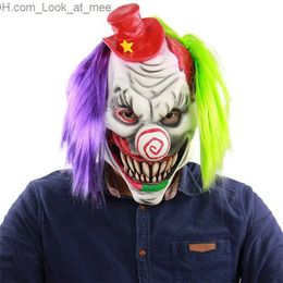 Masques de fête Horreur Clown Latex Masque Effrayant Grimace Adulte Pleine Tête pour Halloween Mascarade Costume Cosplay Fantaisie Robe Accessoires Q231007