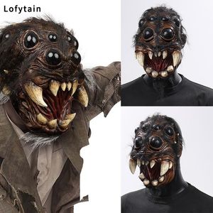 Feestmaskers Horror Creepy Spider Mask Cosplay Scary Animal Spiders Big Eyes Tooth Open Mond Latex Helmet Halloween Party Party Costume Props 230823