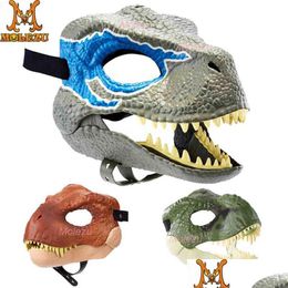 Masques de fête Horreur Dinosaure Heaear Dragon Masque réaliste Halloween Cosplay Bouche ouverte Latex Cadeaux effrayés Y220805 Drop Livraison Accueil G Dhgnw
