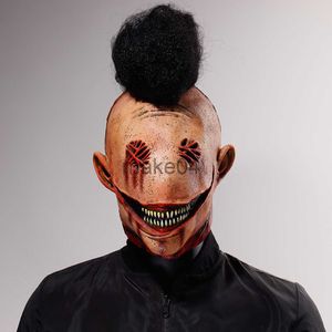 Máscaras de fiesta Horror Fancy Dress Party Demon Killer Máscara Cosplay Bloody Scary Smiley Tricky Latex Casco Disfraces de Halloween Props J230807