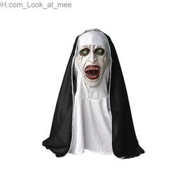 Feestmaskers Horror Ghostface Nun Cosplay Masker Enge Schreeuw Make-up Halloween Kostuumfeest Latex Hoofddeksels Thriller Grimas Spookhuismasker Q231007