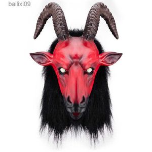 Máscaras de fiesta Horror Máscara de Halloween Demonio Antílope Máscara de látex Máscara anónima Cosplay Headwear Props Fiesta de Halloween Mascarada Suministros T230905